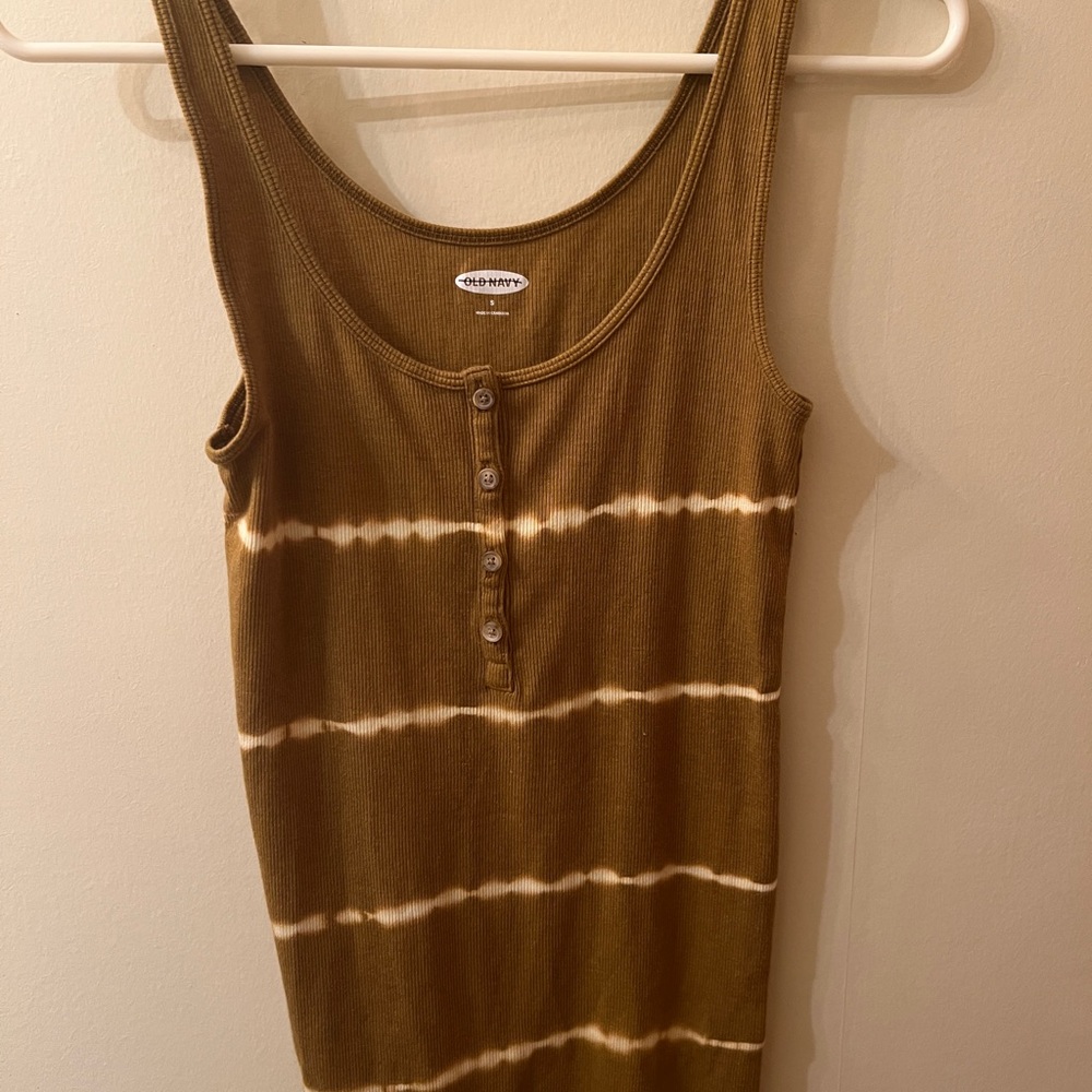 Old Navy Brown and White Tie-Dye Tank Top New Without Tags